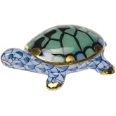 Herend Turtle Tiny Figurine Blue Fishnet