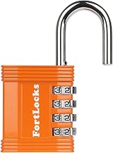 FortLocks Gym Padlock 4-Digit Combination Lock Indoor Outdoor Heavy-Duty Orange view 5