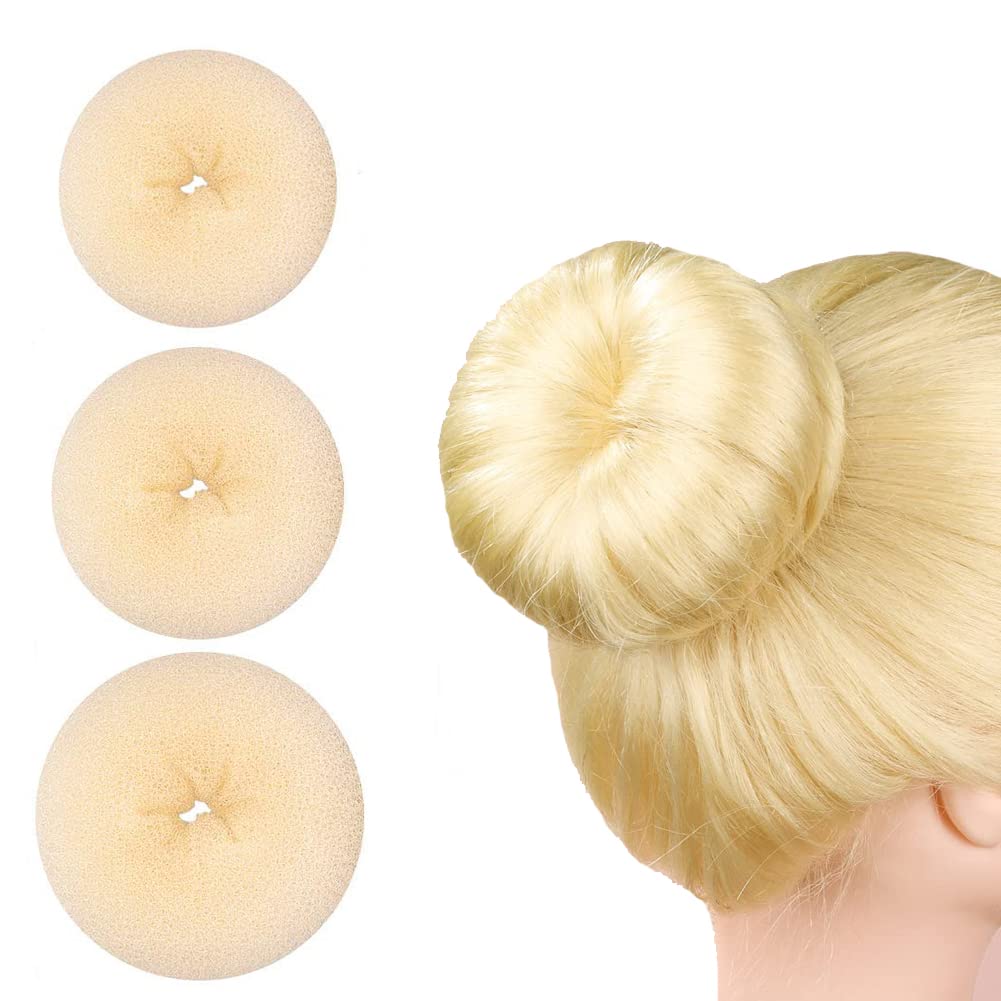 3Pcs Donut Hair Bun Maker Ring Style Bun Maker Set Chignon Hair Doughnut Shape Hair Styling Tool for Women Girls Large+Middle+Small)