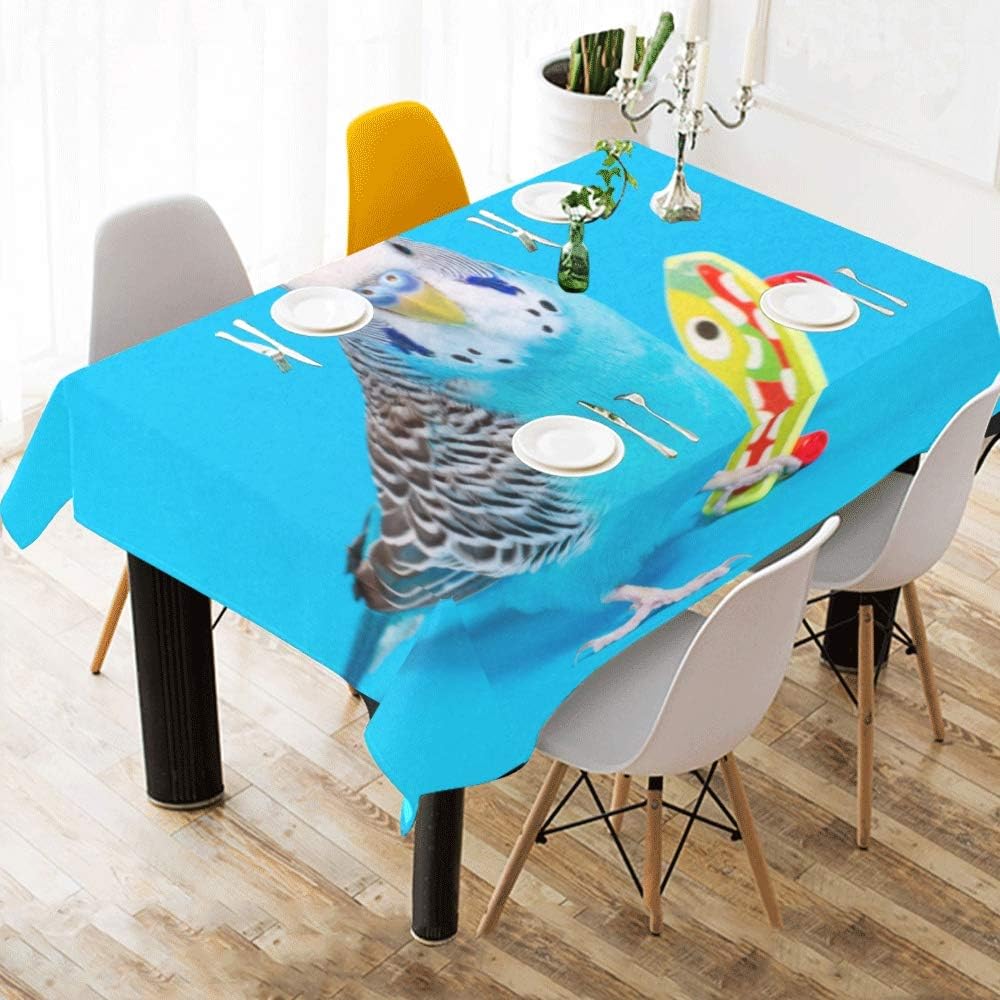 Enhusk Cofee Table Cloth Parrot Play Skateboard Cotton Print Table Linens Cloth Cover Tablecloth For Kitchen Dining Room Decor 60x84 Inch Cloth Dining Table