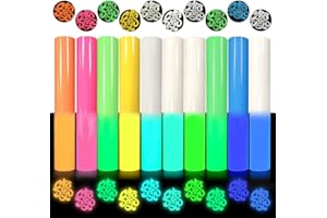 SHOYISI 3D Puff Glow in The Dark Heat Transfer Vinyl Luminous Fluorescent Color HTV Puff Vinyl 10 Sheets 12"x10"for Heat Press T Shirt