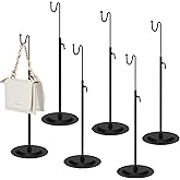 Therwen 6 Pcs Bag Display Stands Purse Display Stand Adjustable Height Handbag Holder for Home Boutique Store Counter Retail(Black)
