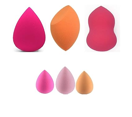 AY Make Up Sponge Beauty Blender Puff 3 Large and 3 Mini Blenders (Colour May Vary) -Set of 6