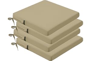 idee-home Outdoor Chair Cushions Set of 4, 19" x 19" Outdoor Cushion Seat Cushion Waterproof Patio Furniture Cushions with Ties, Dining Chair Cushions Chair Pads Light Khaki