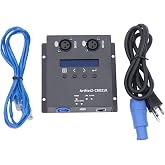 DMX 2x512 Ethernet Lighting Controller Interface Art-Net Node Network Converter Expander with LCD Display Screen,2 Universe,NIC Speed 100Mbps for Extending DMX Ports(Black)