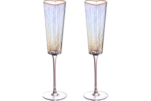2pcs Champagne Flute Goblet Elegant Heart Shape Gold Rimmed Glass Cup Beverage Drinkwares for Wedding Parties