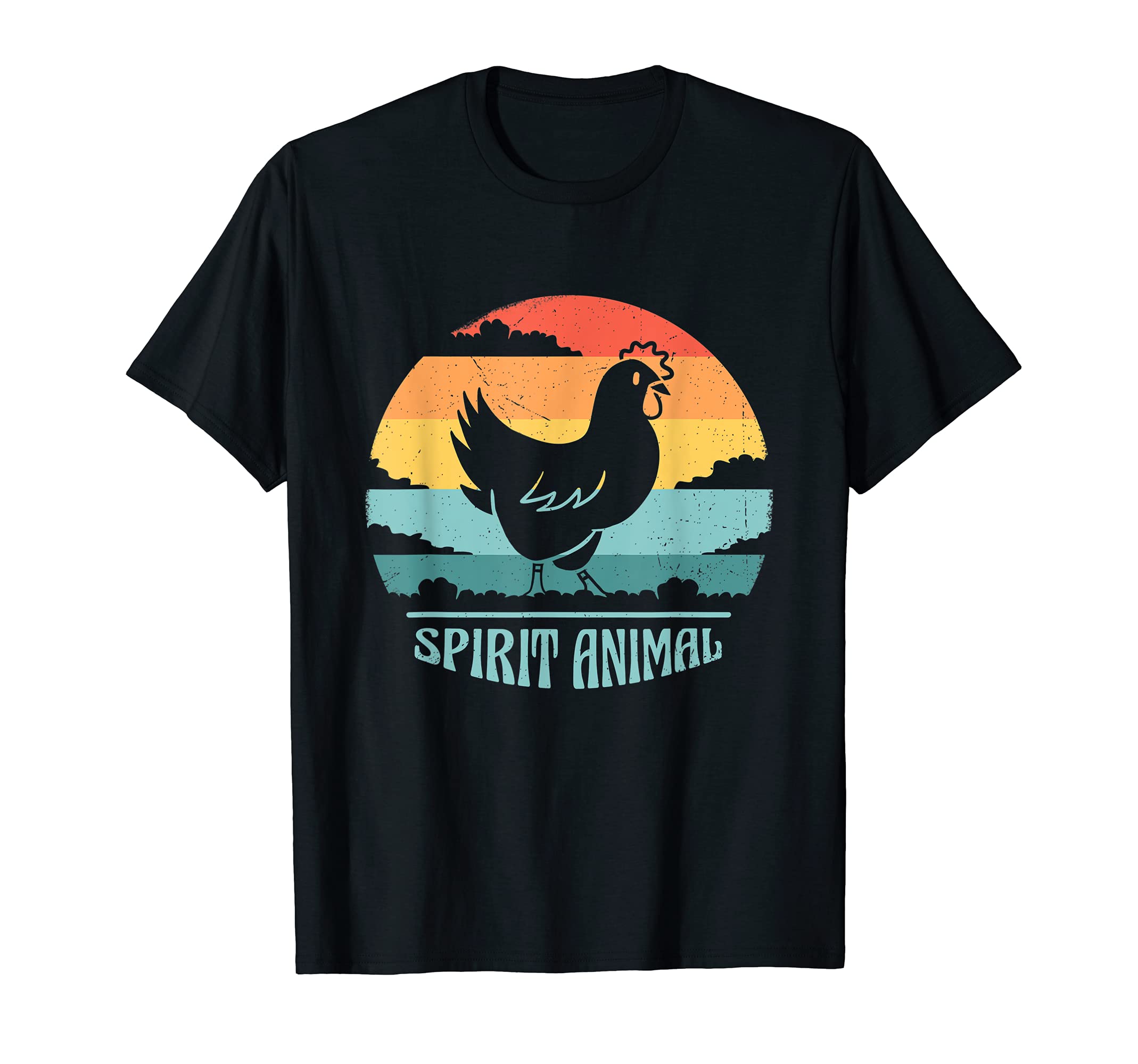 Pet Chicken - Spirit Animal / Vintage & Retro Sunset Chicken T-Shirt