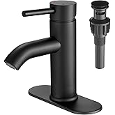 Black Bathroom Faucet Single Handle Bathroom Sink Faucet with Pop-up Drain Rv Lavatory Vessel Faucet Basin Mixer Tap with Deck Plate