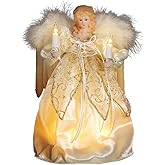 Kurt Adler 10-Light 9-Inch Ivory and Gold Angel Treetop