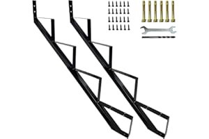 YEEZOO 2 Packs Metal Stair Step Stringers, 4 Step Steel Riser Stringer for 34.7inch Height Deck(Polished Black)
