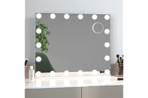 Tangkula Vanity Mirror with Light, 21" x 25" Large Makeup Mirror with 18 Bulbs, Adjustable Lighting Modes & Brightness, Holly