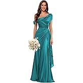 YYXRyyH Spaghetti Strapes Bridesmaid Dresses 2026 Pleated Ruffles Satin Long A Line Maxi Long Formal Bridesmaid Dress YY023