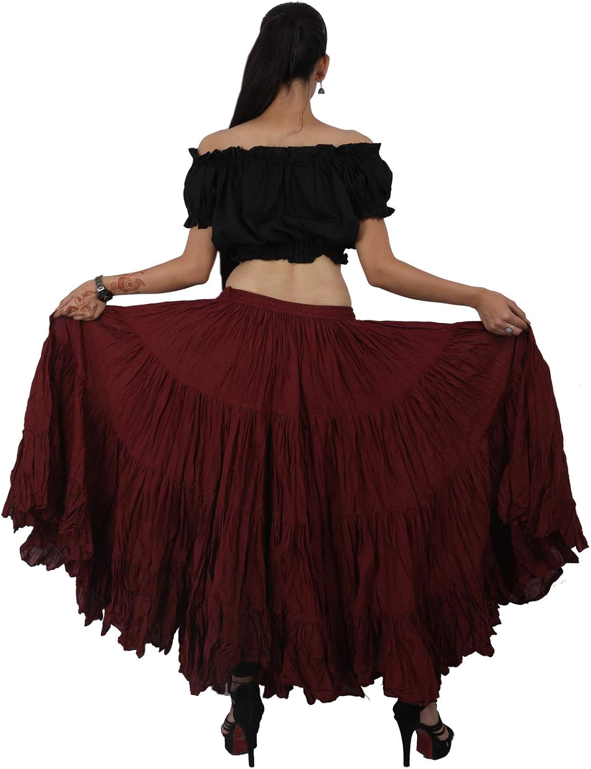 Wevez Women's Belly Dance Cotton 12 Yard Skirt, One Size, Black at  Women’s Clothing store