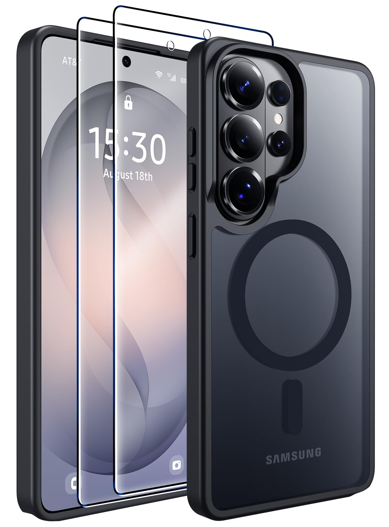 Photo 1 of MOZOTER for Samsung Galaxy S26 Ultra Case with Magnetic,[Compatible with MagSafe][12Ft Military Dropproof][2*Screen Protector] Translucent Anti-Slip Back Slim Shockproof Case for S26 Ultra-Black