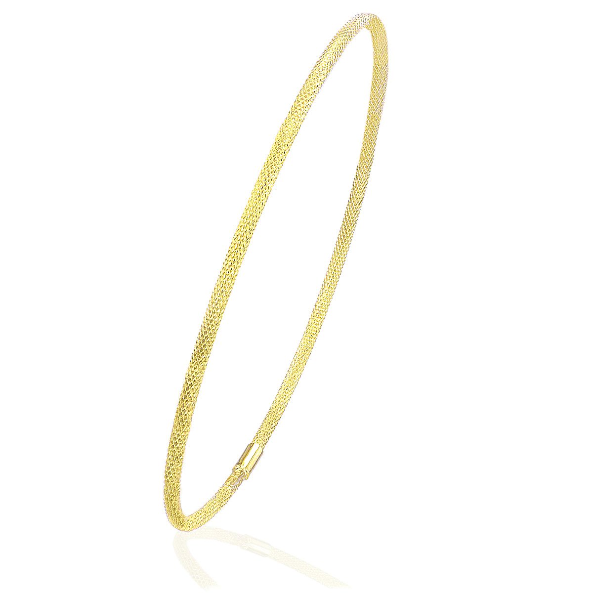 Citerna Women's 9 ct Yellow Gold Diamond Cut Textured Bangle of 6.5 cm Diameter