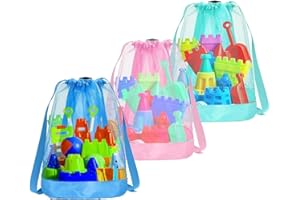 3pcs Beach Toy Bag,Mesh Bag for Kids - Sandbox Buckets Storage,Shell Collecting Backpack,Toys Storage Travel Backpack,Mesh Se