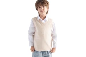 Chanyarn Boys and Girls 100% Merino Wool Sweater Vest V-Neck Sleeveless 2025 Fall Winter Cable Tops Knitted Pullover Vest