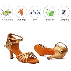 DKZSYIM Women's Satin Latin Dance Shoes