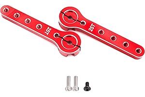 Raflot Servo Horn 56mm 25T Metal Servo Arm Extension Servo Horn for 30-100CC Balsa Airplanes 1/10 RC Crawler Car Boat Futaba HSP Wltoys Axial SCX10 Parts(2PCS Red)