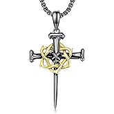 Swordgod Cross Necklace Valentine's Day Gifts 925 Sterling Silver Cross Pendant Fathers Day Birthday for Men Father Dad Brother Husband Son