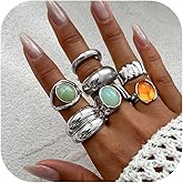 Gmai Chunky Dome Acrylic Ring Set Non Tarnish Stackable Boho Gold Rings Colorful Jewelry for Women Vintage Statement Open Ring