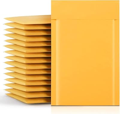 Switory Padded Envelopes Small 50pc 4x7 in Yellow Kraft Self Seal Bubble Mailers