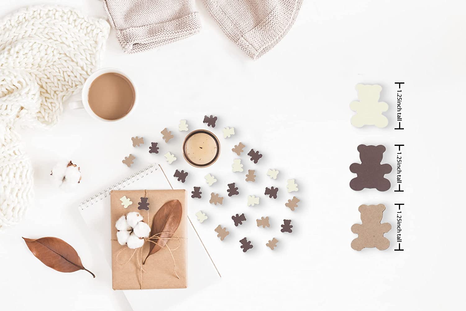 300PCS Cream Brown Teddy Bear Baby Shower Table Confetti Sprinkles Scatter, We Can Bearly Wait Baby Shower Decorations, Boy Girl First Birthday Nuetral Rustic Party Décor