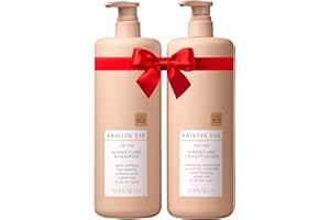 Kristin Ess Signature Shampoo and Conditioner Set with Pumps | Daily Sulfate Free, Color Safe, Hydrating, Moisturizes, Adds Softness & Shine - Pear Fragrance, 33.8 fl oz each 2-pack