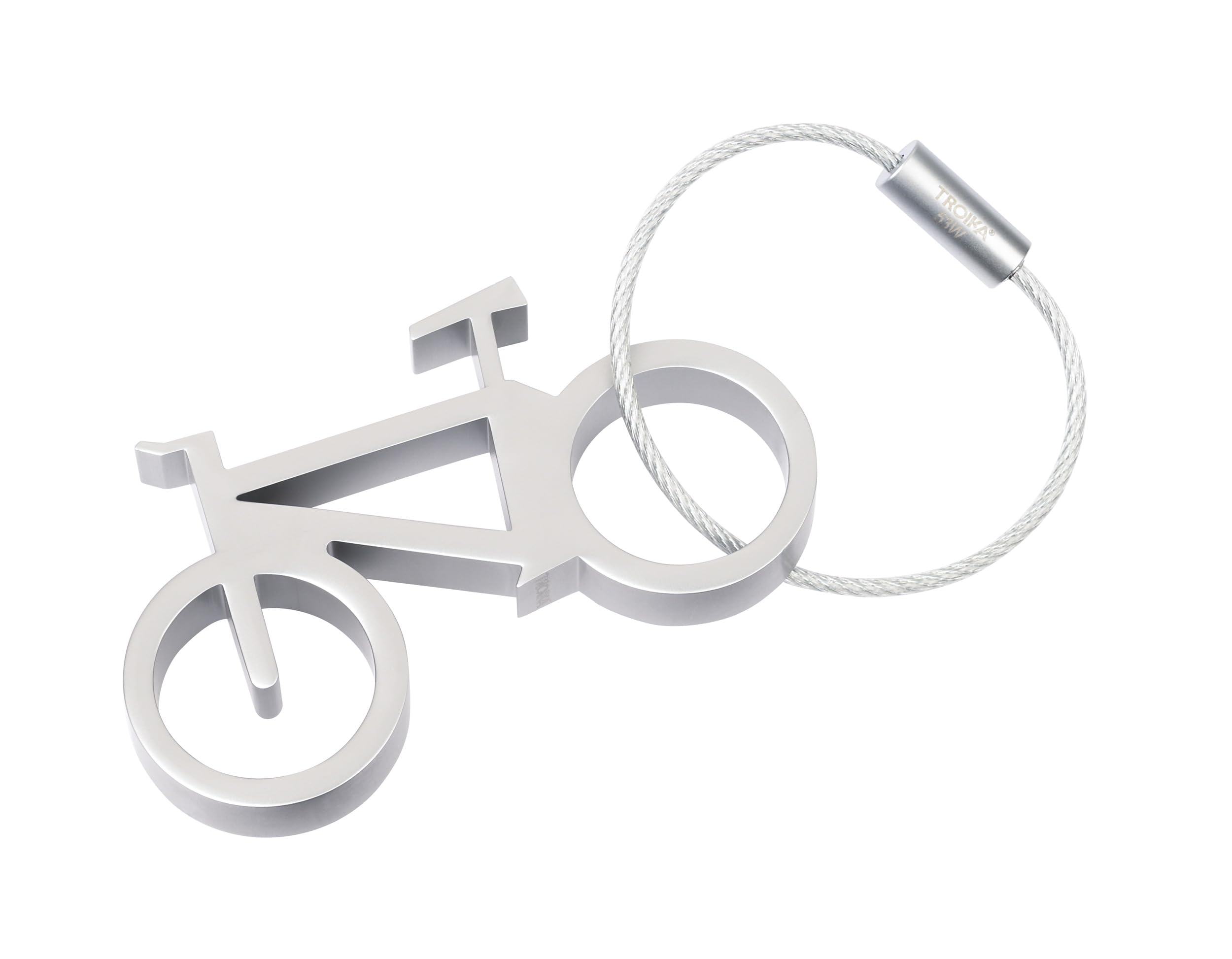 Troika Bottle opener with keyring, bicycle – DRAHTESEL – aluminium – silver-coloured Original