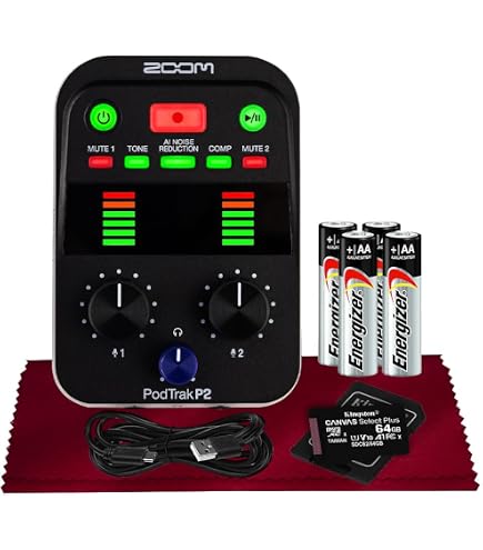 Amazon.com: Zoom Podtrak P2 Portable Podcast Recorder – 2 USB Mic