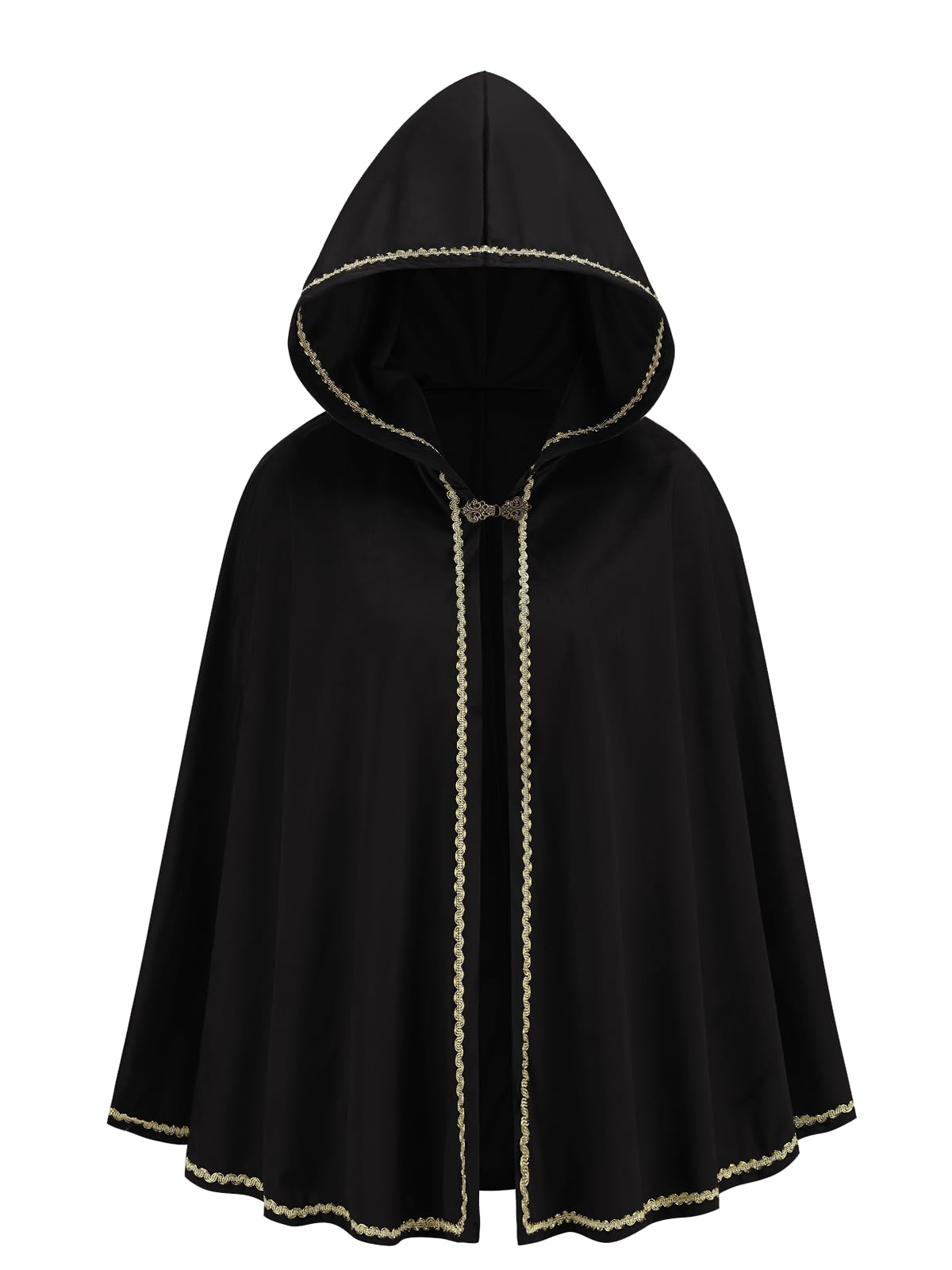 Photo 1 of GRAJTCIN Renaissance Hooded Cape Medieval Cloak with Hood Victorian Capelet for Women Velvet Hobbit Halloween Costume (25.6", Black)