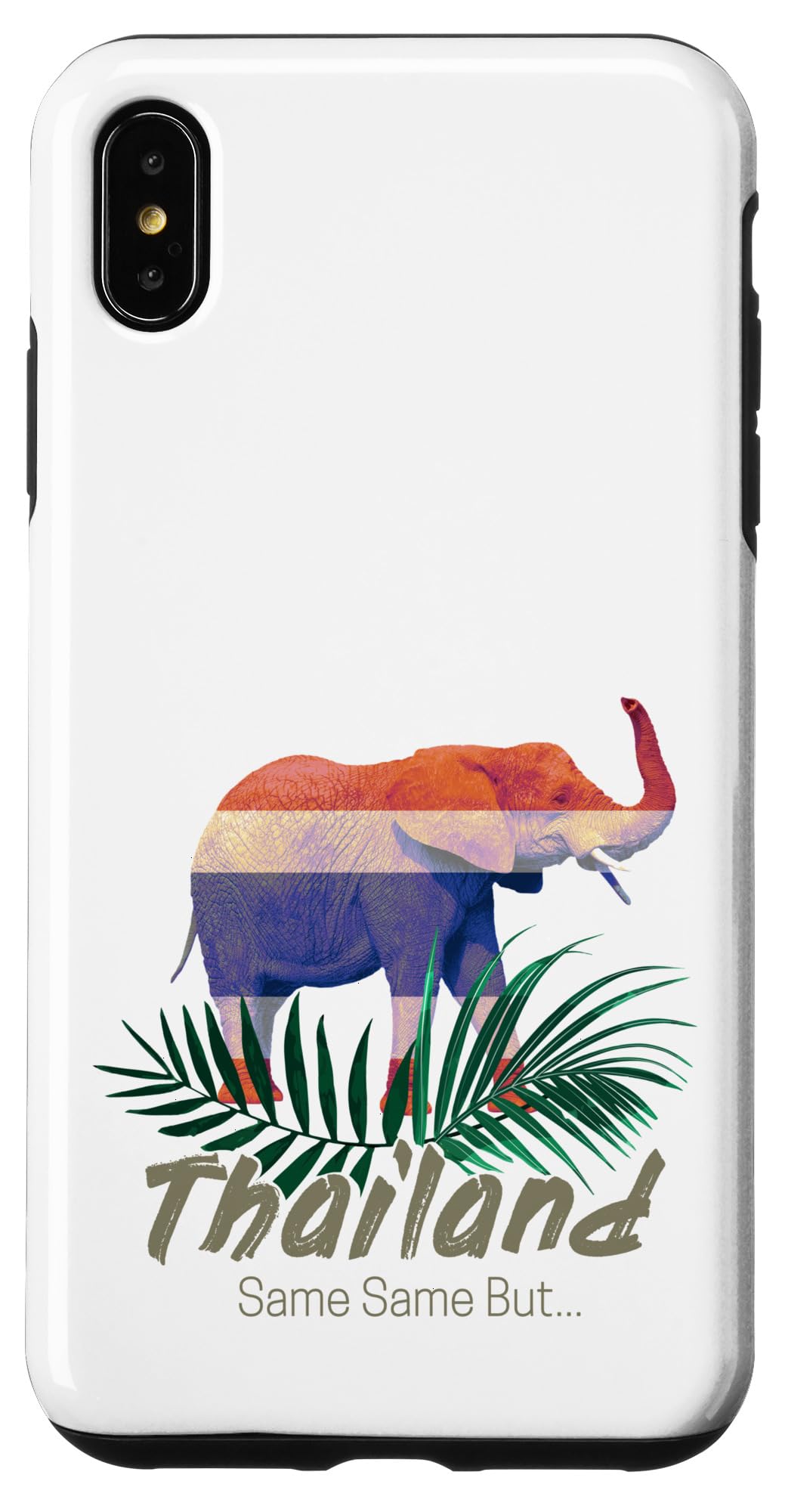 Thailand Elephant with Flag and Jungle leaves retro Thai Case for iPhone XS Max