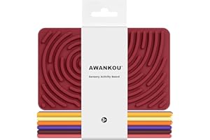 Sensory Activity Board, AWANKOU Silicone Fidget Toy for Stress Relief, Anxiety, ADHD, Calming Autism Sensory Products |Double-Sided | Silent, No Mess | 12 Strings| Kids 3+ & Adults (Burgundy)