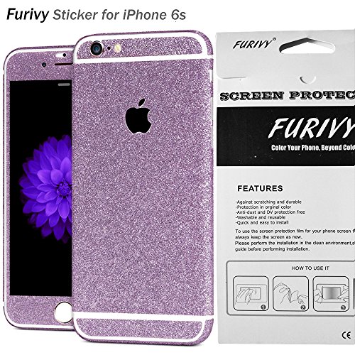 Furivy Bling Sticker for Apple iPhone 6s (4.7") Luxury Sparkle Full Body Decal Glitter Protector Films for iPhone 6s Purple