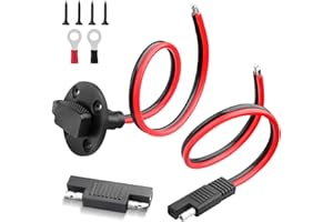 PAEKQ 12AWG Weatherproof Solar SAE Power Socket Sidewall Port SAE Quick Connector Harness Plug and SAE Connector Extension Cable for Solar Panel RVs Motorcycle Generator Battery Charger(1FT)