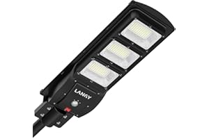 LANGY Solar Street Light Upgraded 15000 Lumens, 180 PCS LED Solar Powered Street Lamp Outdoor, 15000 mAh Battery, PIR Motion Sensor, 6000K, Dusk to Dawn Security Led Post Street Light