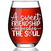 Cute Christmas Gifts for Women Sister,A Sweet Friendship Refreshes the Soul – Proverbs 27:9,Cute Chriatian Stemless Wine Glass,Faith Based Gifts for Her,Best Friendship Gift for Longdistance Friend