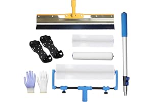 BERXOL Epoxy Floor Kit, Spiked Roller for Self Leveling, Spiked Shoes for Epoxy Flooring, Leveling Rake, Concrete Tools, Extension Pole 21.46-43.7 inches (Upgrade with Pole)