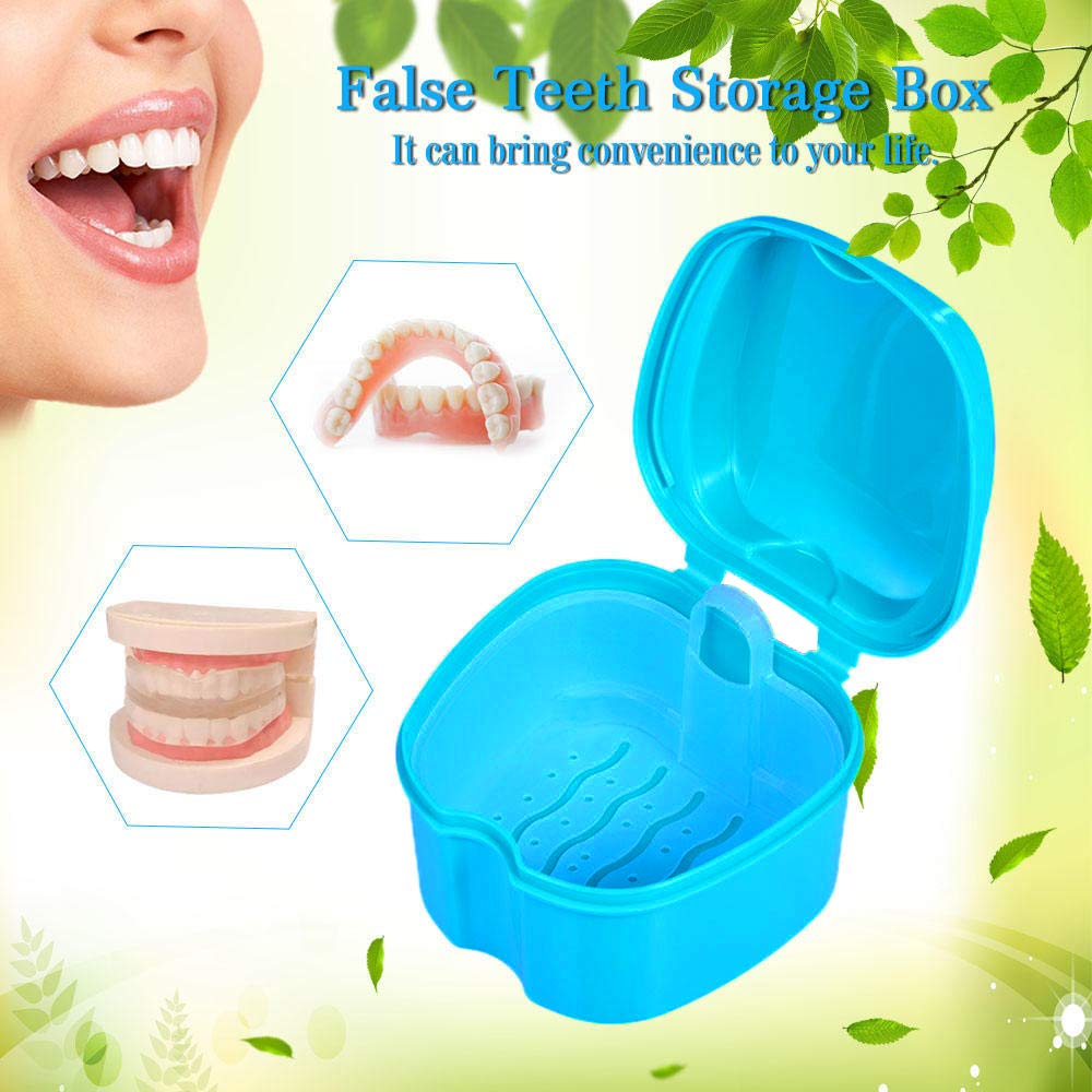 Denture Bath Box Cup, Complete Clean Care for Dentures, Clear Braces, Mouth Guard, Night Guard & Retainers, Traveling : Beauty