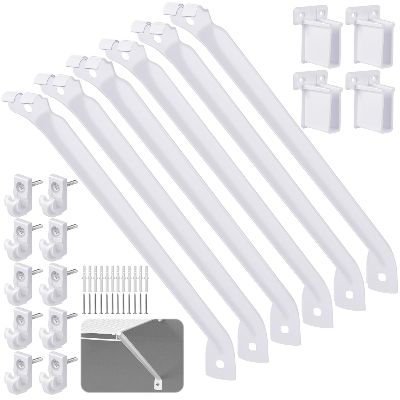 Photo 1 of 12 Inch Wire Shelf Brackets,Closet Shelf Brackets with Wire Shelf Clips and End Brackets for Wardrobe and Wall Bracket Installation (6 Pack)