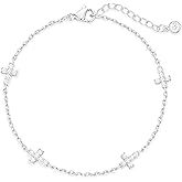 FUNEIA Dainty Silver Gold Bracelets for Women Trendy Non Tarnish 14K Gold Plated Waterproof Diamond Bracelets Cute Stackable Heart Butterfly Clover Cross Evil Eye Charm Bracelet Stack Jewelry Gifts