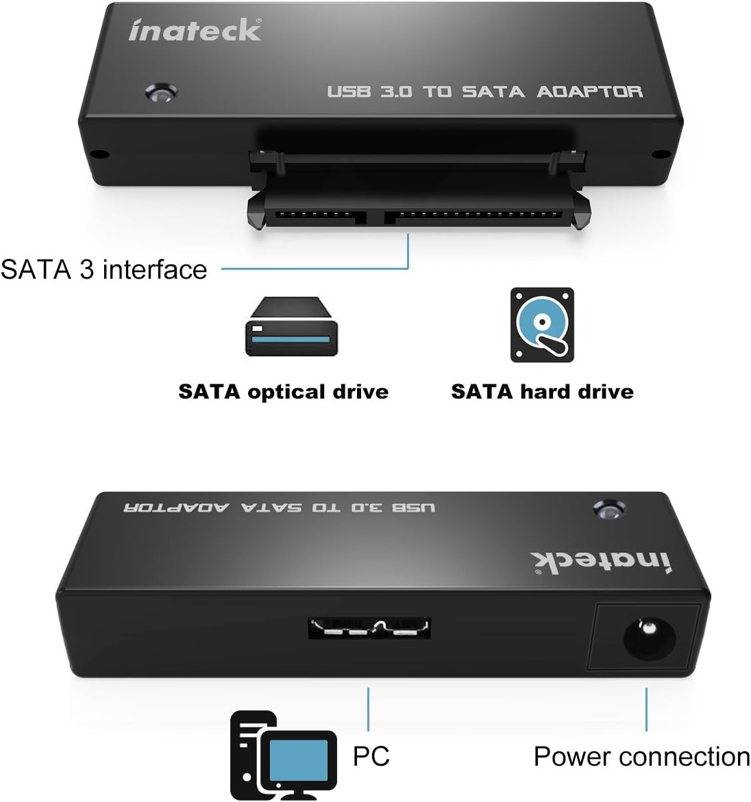 Amazon Inateck Sata Usb3 0変換ケーブル 2 5インチ 3 5インチハードディスクドライブ Hdd Ssd用 Sata変換アダプタ 電源アダプター付 Inateck Sataケーブル 通販