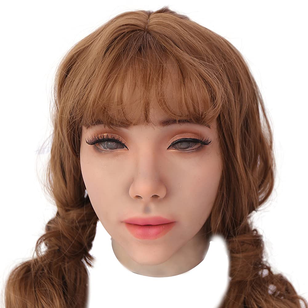 U-CHARMMORE Female Mask Named Kathy Female Face Silicone Head for Crossdresser Transvestite Halloween Drag Queen (color 3)