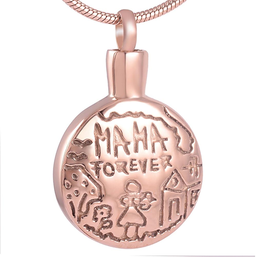 Stainless Steel Mom in Heart Cremation Jewelry Memorial Mother's