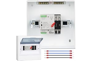 JINDOUZI 100A Automatic Transfer Switch,220V Generator Transfer Switch,Millisecond Level Dual Power Automatic Transfer Switch, with Metal Distribution Box