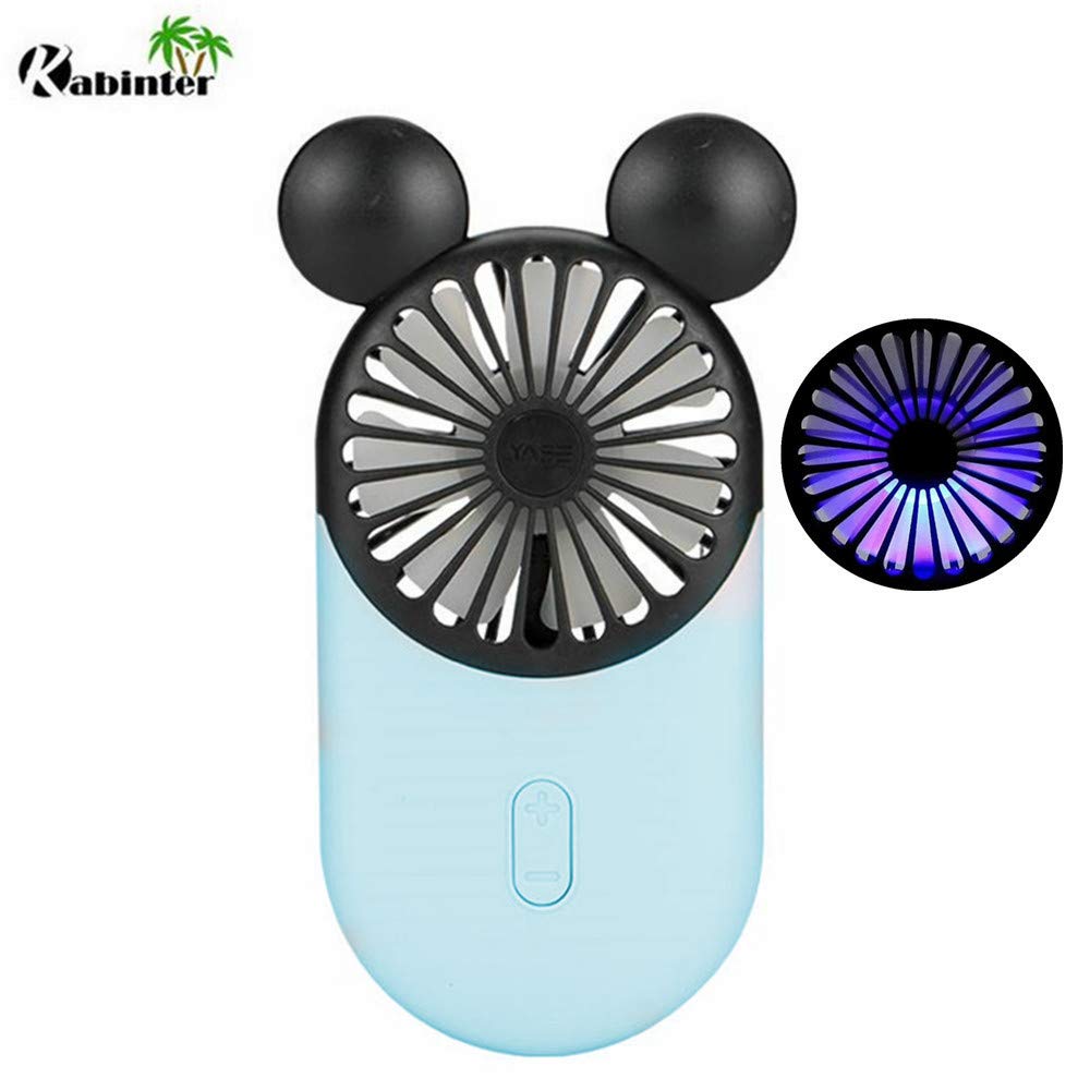 Cute Mouse Personal Mini Fan, Rechargeable Handheld USB Fan, 3 Adjustable Wind Speeds and Wearable Design, Portable Pocket Size for Travel/Outdoor/Vacation/Park Trip (Red+Pink+Blue)