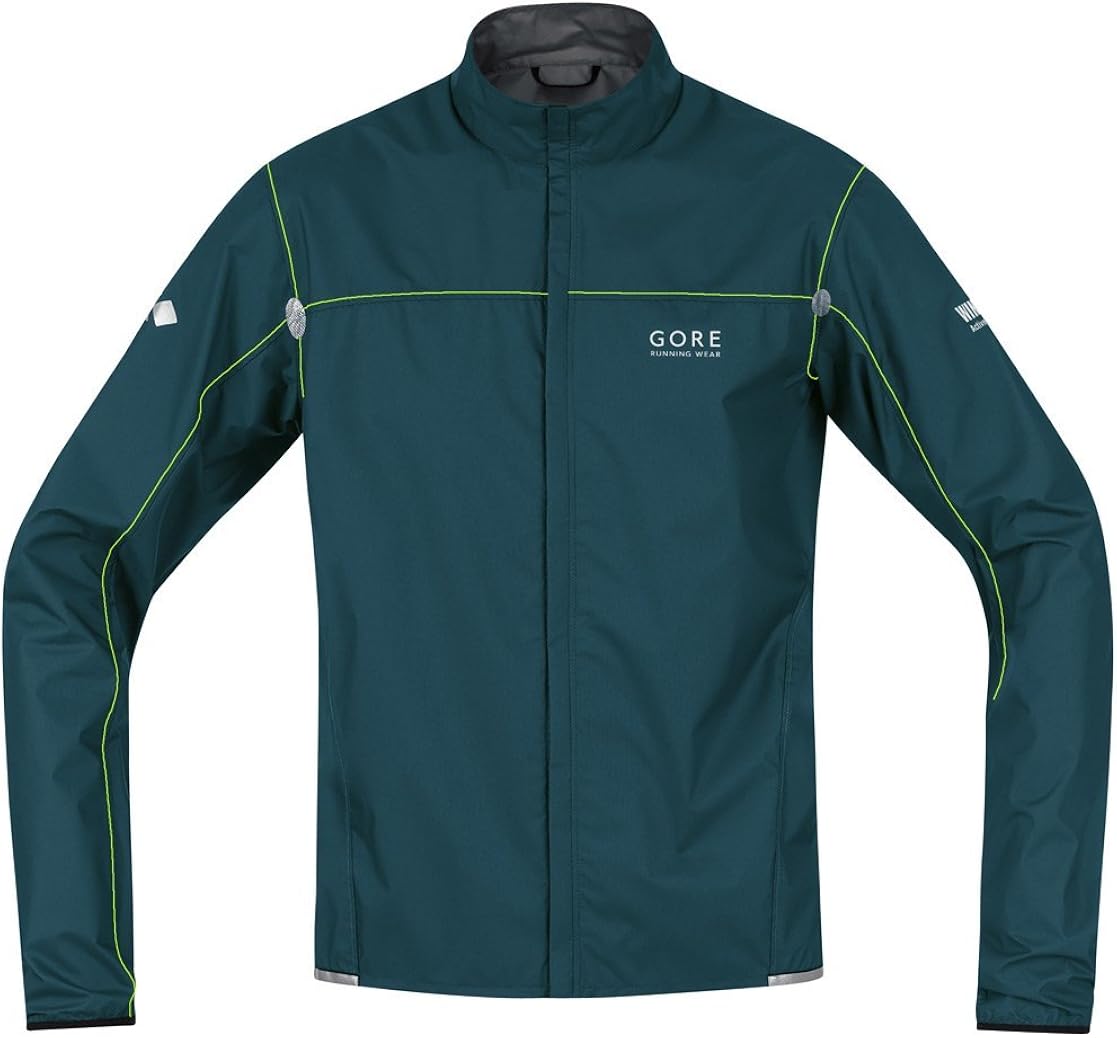 Gore Men's X-Running Light As Jacket (Small, Petrol Blue/Neon Yellow) : Clothing