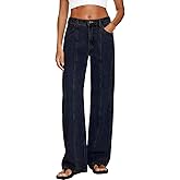 MARIASHA Women's Wide Leg Jeans High Waisted Stretchy Buttoned Zimbaplatinum Denim Pants