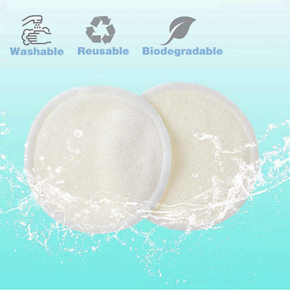 Reusable Makeup Remover Pads -18 Packs Washable Organic Cotton Rounds - Soft Natural Bamboo Face Pads - 2 Layers Facial Pads Cleansing Wipe Cloth with Laundry Bag (Bamboo Velour)