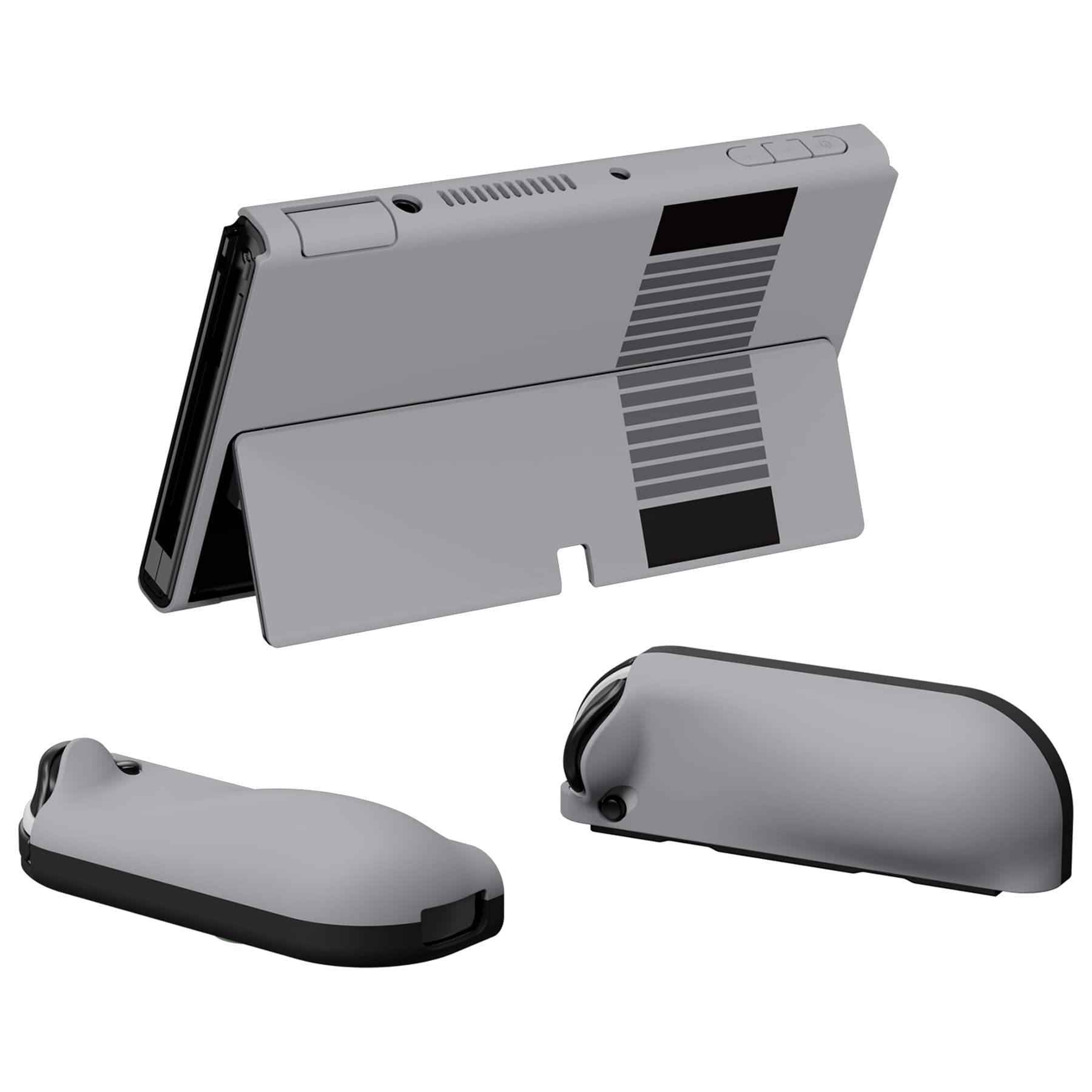 AlterGrips Protective Slim Case for Nintendo Switch OLED, Ergonomic Grip Cover for Joycon, Dockable Hard Shell for Switch OLED w/Thumb Grip Caps & Button Caps